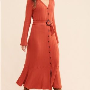 Anthropologie Elsa Ribbed Belt Maxi Dress, Size XS